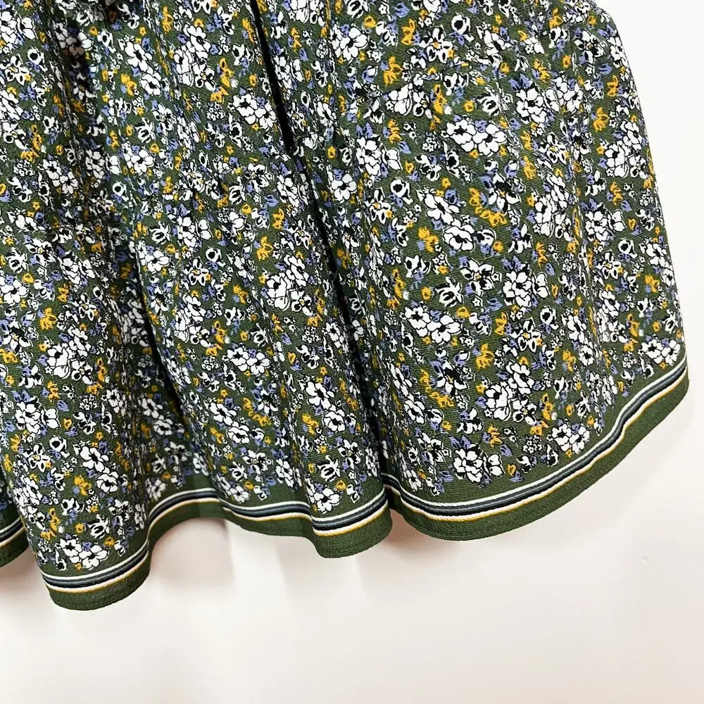 Max Studio Tiered Floral Long Sleeves‎ Dress Sz XS Relaxed Fit Green Multicolor